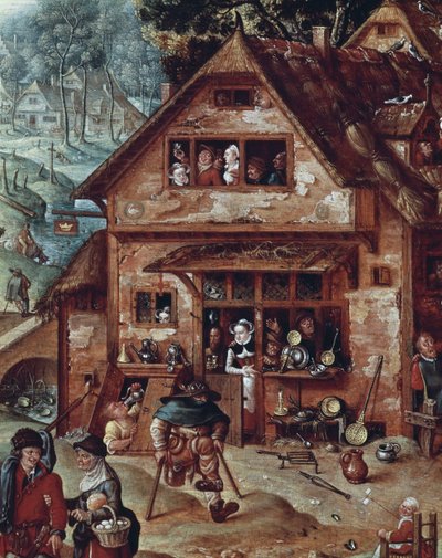 Taverna, detalj av landsbyscenen, maleri av Hans Bol (1534-1593) av Hans Bol