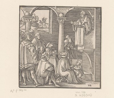 Martin Luther forkynner i en kirke av Hans Brosamer