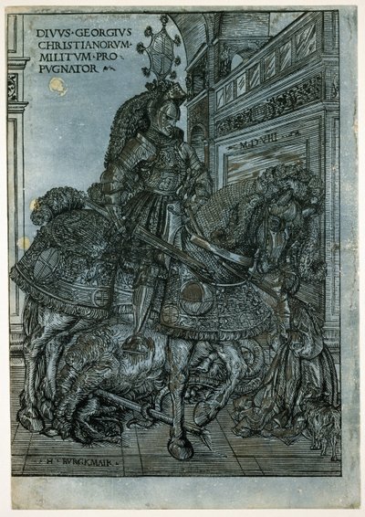 St George til hest, 1508 (chiaroscuro tresnitt) av Hans Burgkmair