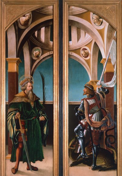 St. Sigismund og St. George, detalj fra dørene til en triptyk fra korsfestelsen av Hans Burgkmair