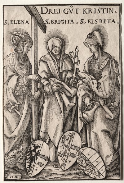 De tre kristne heltinner: Saints Helen, Bridget og Elizabeth av Hans Burgkmair