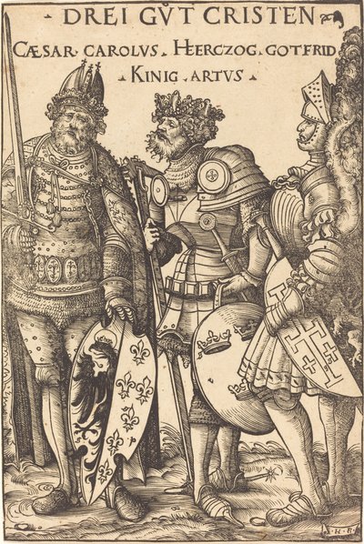 Charlemagne, Arthur og Godfrey av Hans Burgkmair I