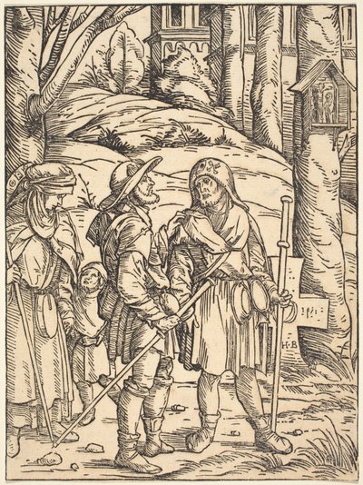 Pilegrimer ved en helligdom ved veikanten av Hans Burgkmair I
