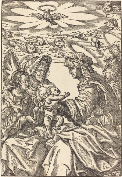 Den hellige familie med Saint Anne og Saint Joachim av Hans Burgkmair I