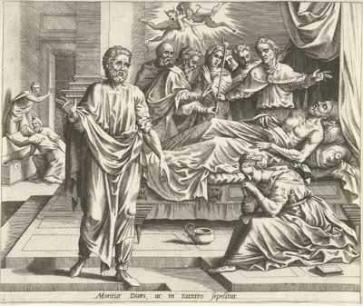 The Death of the Rich Man The History of Lazarus and the Rich Man (serietittel) av Hans Collaert (I) (possibly)