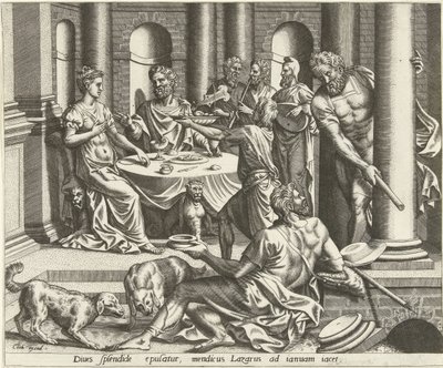 Lasarus ber om den rike mannens hus The History of Lazarus and the Rich Man (serietittel) av Hans Collaert (I) (possibly)