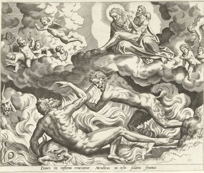 Lasarus i himmelen og den rike mannen i helvete The History of Lazarus and the Rich Man (serietittel) av Hans Collaert (I) (possibly)
