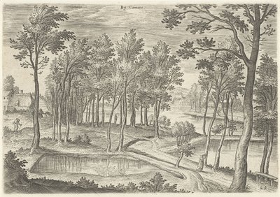 Utsikt over dammene i Ter Kameren nær Camere (tittel på objekt) Utsikt fra nærheten av Brussel (serietittel) av Hans Collaert (I)