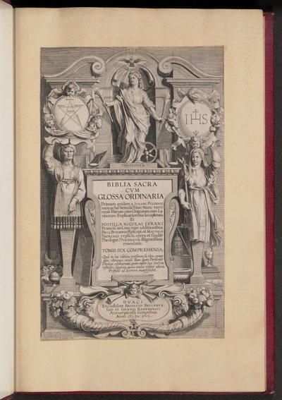Tittelside for Biblia Sacra Cvm Glossa Ordinaria av Hans Collaert the Younger after Sir Peter Paul Rubens