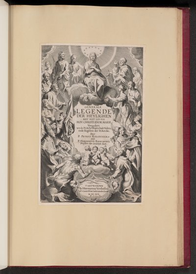 Tittelside for Pedro de Ribadeneira og Heribert Rosweyde, Generale Legende der Heylighen av Hans Collaert the Younger after Sir Peter Paul Rubens