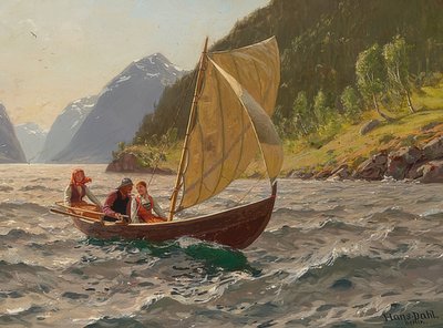 Seiltur i norsk fjordlandskap av Hans Dahl