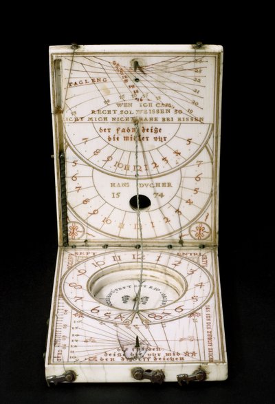 Nettbrett kompass solur, Nurenberg, 1574 (se også 259577-79) av Hans Ducher