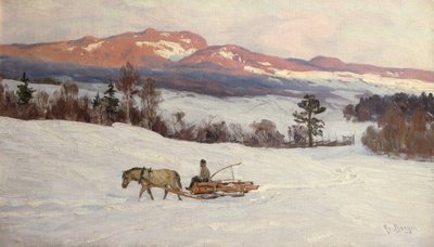 Kjøring av tømmer av Hans Fredrik Henriksen Borgen