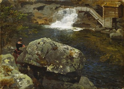 Ved mølledammen av Hans Gude