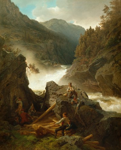 Rukkedals river, Nes in Hallingdal av Hans Gude