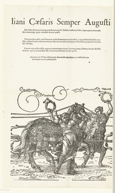 Triomfwagen van keizer Maximiliaan I Kopier til Dürers Triomfwagen for keizer Maximiliaan I (serietittel) Dette er en triumfvogn til ære for Invictus. Og den mest herlige prins D. Maximilianus Caesaris Semper Augustus ble kledd, Og av Albertus av Hans Guldenmund
