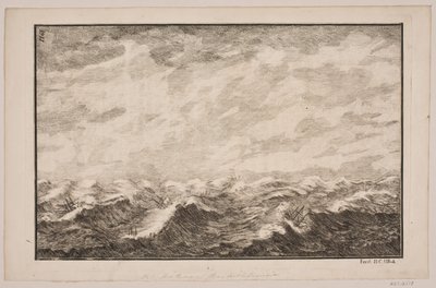 Skip i grov sjø. Illustrasjon for Fontenay, "Söe-Evolution"; København 1743 av Hans Henrich Christian Ulrich