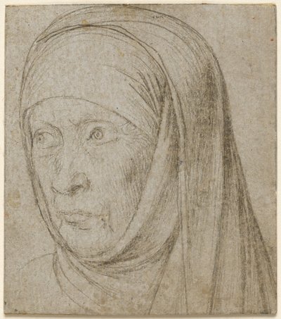 Hodet til en gammel kvinne, ca. 1500. av Hans Holbein