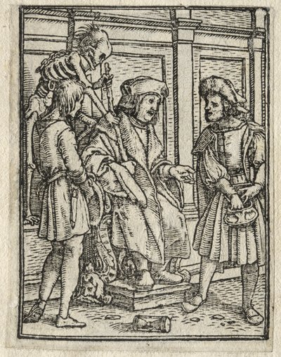 Dødsdansen: Kanonen eller Prebendary, Dommeren. av Hans Holbein