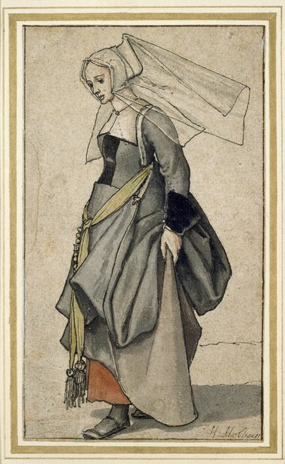 A Young English Woman, 1500-tallet (penn og blekk og wc på papir) av Hans Holbein der Jüngere
