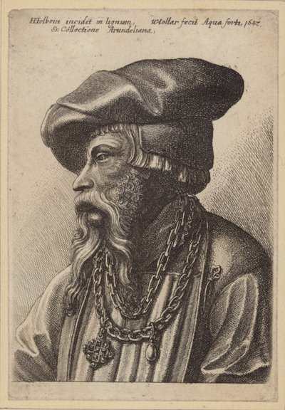 Skjeggete mann med kjedekjede av Hans Holbein der Jüngere