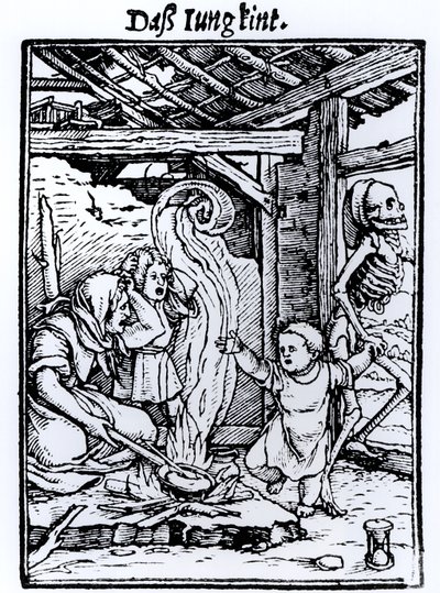 Death Taking a Child, fra 'Dance of Death'-serien, gravert av Hans Lutzelburger, ca. 1526-8 av Hans Holbein der Jüngere