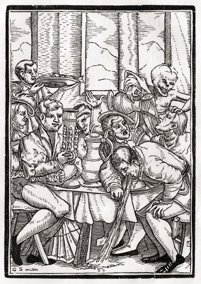 Death comes for the Drunkard, gravert av Georg Scharffenberg, fra 
