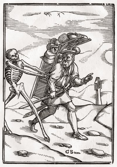 Death comes to the Pedlar, gravert av Georg Scharffenberg, fra 