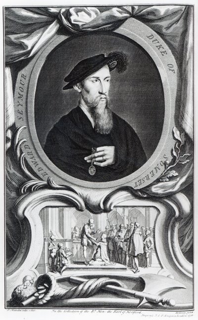 Edward Seymour, 1. hertug av Somerset gravert av Jacobus Houbraken, 1738 av Hans Holbein der Jüngere