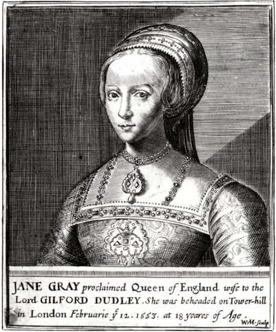 Jane Gray, gravert av William Marshall, 1648 av Hans Holbein der Jüngere