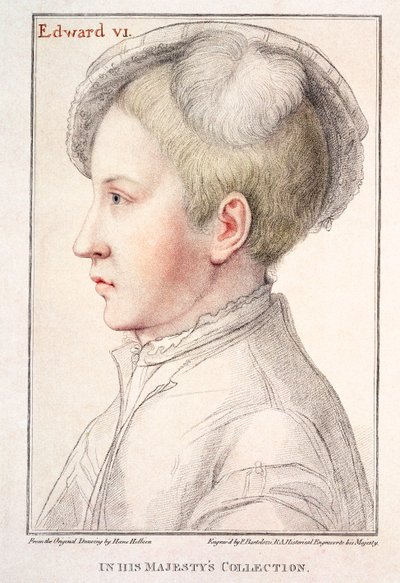Portrett av Edward VI (1537-53) gravert av Francesco Bartolozzi (1727-1815) 1796 av Hans Holbein der Jüngere
