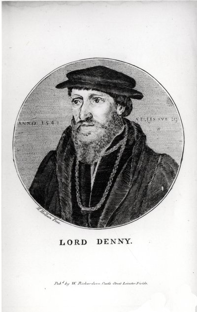 Portrett av Sir Anthony Denny (1501-49) i 1541, gravert av W. Richardson av Hans Holbein der Jüngere