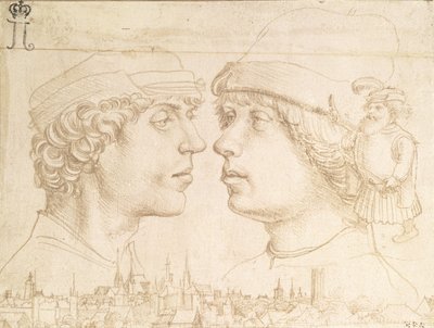 Portraits of Two Youths, a Dwarf and a Townscape, ca. 1514 (silverpoint) av Hans Holbein der Jüngere