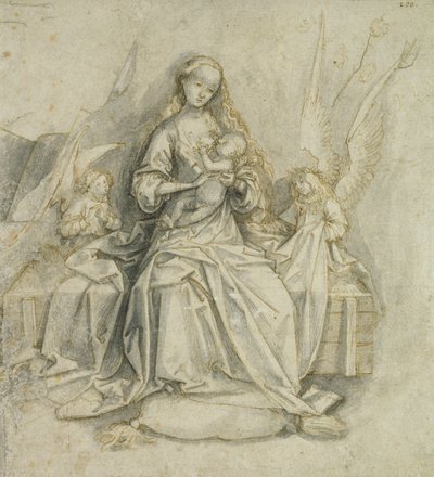 Madonna og barn (penn og brunt blekk med blyant på papir) av Hans Holbein the Elder