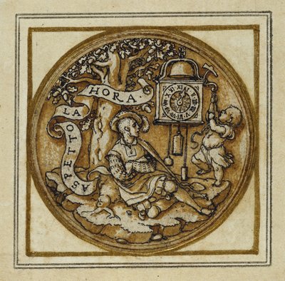 Allegory of Time - Design for et anheng eller hattemerke, ca. 1532-43 (penn og blekk på papir) av Hans Holbein der Jüngere