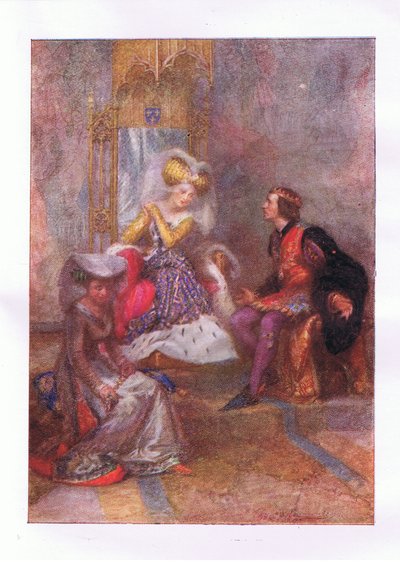 Og hva sier du da til min kjærlighet? (King Henry V), fra The Complete Works of Shakespeare utgitt av George Harrap & Co Ltd, 1920-tallet av Hans Holbein der Jüngere
