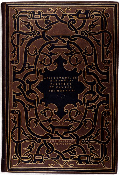 Innbinding av samlingen "" Histories of Aristoteles and Theophrasti""" tegnet av Hans Holbein den yngre (1497-1543) 1534 Paris, dekorativ kunst av Hans Holbein der Jüngere