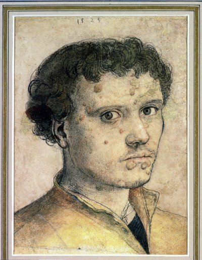 Head of a Young Man, 1523 (kritt, blekk og vask på papir) av Hans Holbein der Jüngere