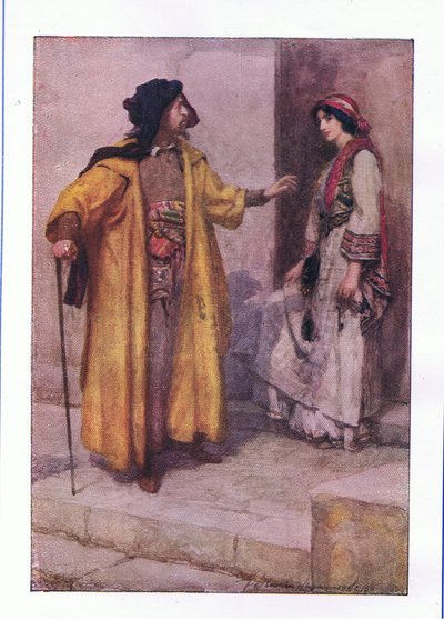Hear you me, Jessica: lock up my doors (The Merchant of Venice), fra The Complete Works of Shakespeare utgitt av George Harrap & Co Ltd, 1920-tallet av Hans Holbein der Jüngere
