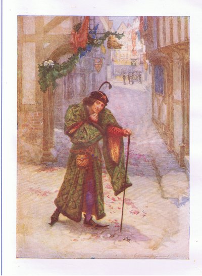 Jeg er fast bestemt på å bevise en skurk og ha de ledige gledene fra den tiden (King Richard II), fra The Complete Works of Shakespeare utgitt av George Harrap & Co Ltd, 1920-tallet av Hans Holbein der Jüngere