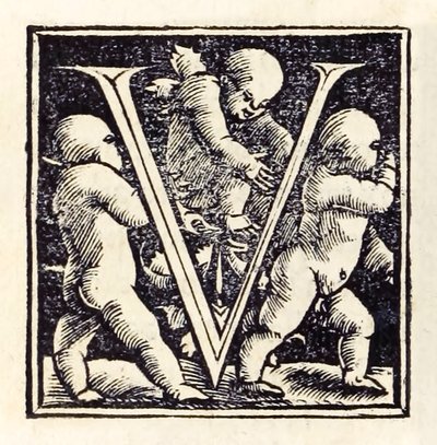 Opplyst "V" fra 1518 Basel tredje utgave av 