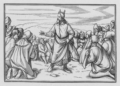 Moses gjentar historien om Israels ferd gjennom villmarken, 5. Mosebok I, 3 av Hans Holbein der Jüngere