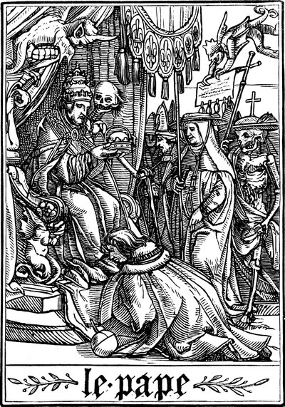 Paven besøkt av døden, 1538 av Hans Holbein der Jüngere