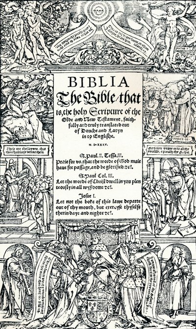 Tittelside til Coverdales English Bible, 1535 av Hans Holbein der Jüngere