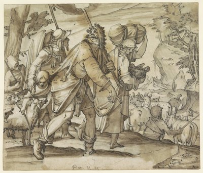 Jakob flykter fra Laban i Kanaans land av Hans Jegli (II)