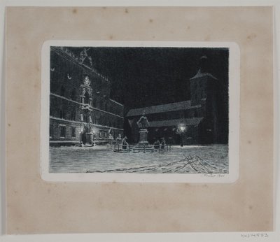 Torget ved St. Knuds kirke i Odense. Kveld av Hans Julius Fæster