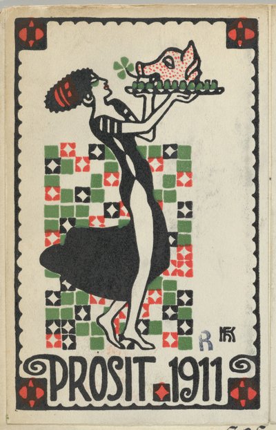 Nyttårskort: Cheers 1911 Prosit, 1910. av Hans Kalmsteiner