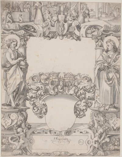 Glassdesign med døperen Johannes og evangelisten Johannes av Hans Kaspar Lang the Elder