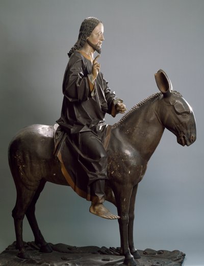 Kristus på esel, ca 1498, av Hans Klocker (aktiv ca 1478-1500), polykrom trestatue, Italia av Hans Klocker