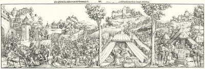 Landsknechts kjemper en kamp på begynnelsen av 1500-tallet (gravering) av Hans Leonard (after) Schaufelein